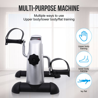 Under Desk Bike Pedal Exerciser Mini Exercise Bike, Portable Foot Cycle Arm & Leg Peddler Machine with LCD Screen Displays