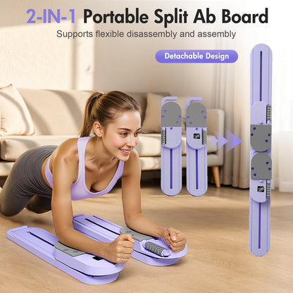 Pilates Board, Multifunctional Abdominal Board, Removable Abdominal Trainer with LED for Home, Sliding Workout Equipment with Knee Protected