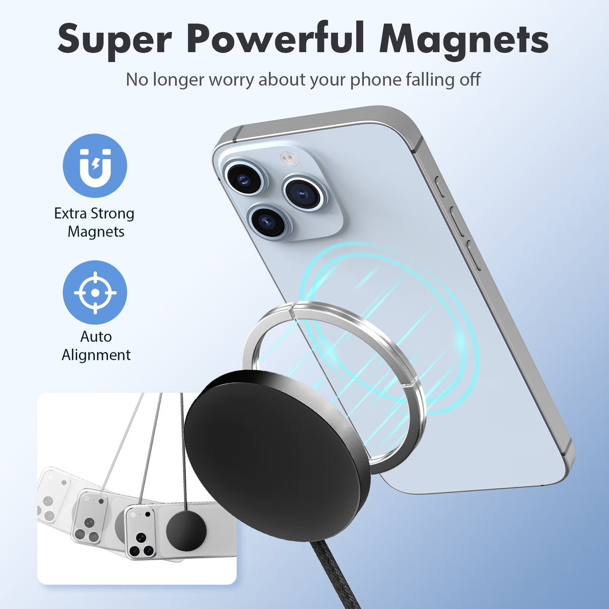 Wireless Charger, 25W Qi2.2 Fast Charging Pad for iPhone 17 16 15 13 14 12 Series, Magnetic Portable Charger for AirPods 4 3 2, Ideal for Travel Home Office, Black(2 Pack)