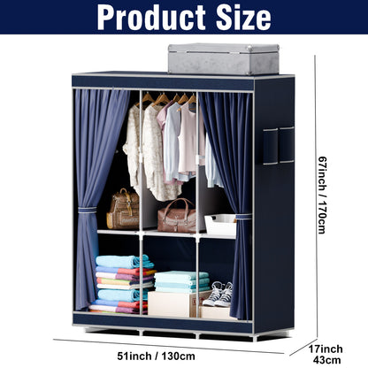 BAOKALER Dustproof Wardrobe Closet Storage Shelf, Non-woven Fabric Portable Closet Organizer, Dark Blue