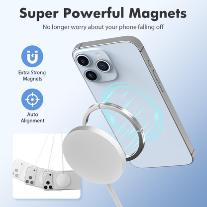 MaSafe Wireless Charger, 25W Fast Charging Pad for iPhone, Magnetic Phone Charger for iPhone 17 16 15 14 13 12 Series, Portable Charger for AirPods 4 3 2 Pro, Ultra-Thin, White