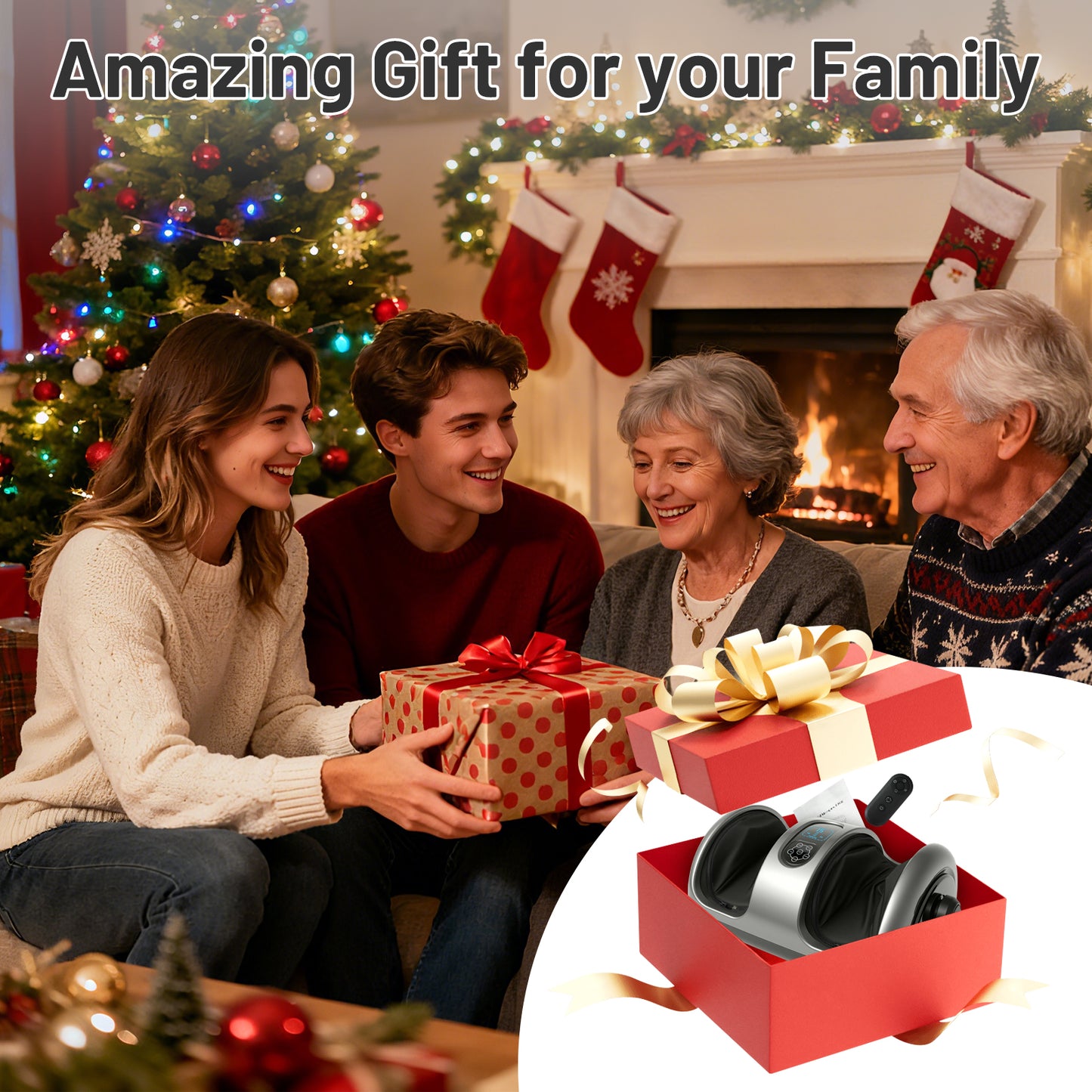 BAOKALER Foot Massager with Heat & Shiatsu For Plantar Fasciitis, Pain Relief & Heat Therapy, Deep Kneading Massage for Leg/Calf/Ankle, Ideal for Family and Friends, Black