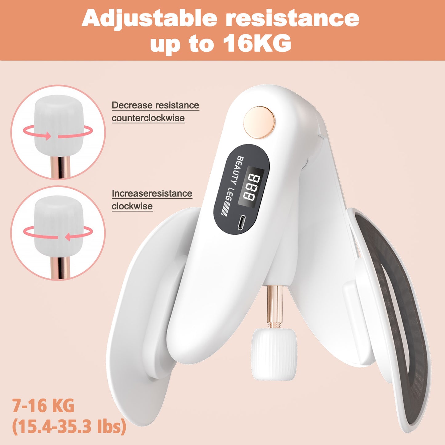 RICAN Thigh Master, Thigh Exerciser with LED, Inner Thigh Exercise Equipment, Leg and Inner Thigh Strength Exercise Equipment Hip Shaper Trainer Machine