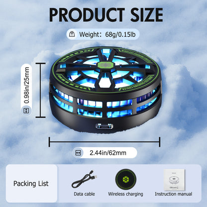 Wireless Charger, Wireless Cooling Charger for iPhone 17 16 15 14 13 12, for AirPods 4 3 2, 10W Wireless Charging Pad with Built-in Fan, Phone Cooler for Gaming, Black