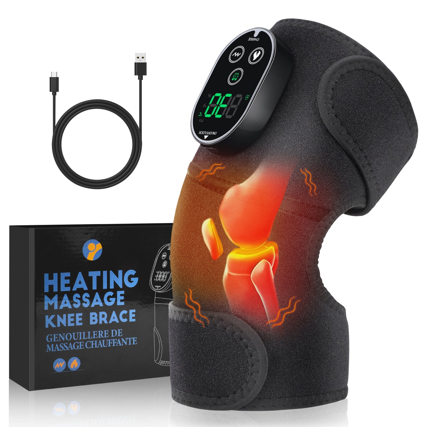 Baokaler Heated Knee Massager, Vibration Knee Heating Pad, 3 in 1 Cordless Shoulder & Elbow Brace with 6 Heat Level 3 Vibration for Joint Stress, Perfect Gifts for Family Friends