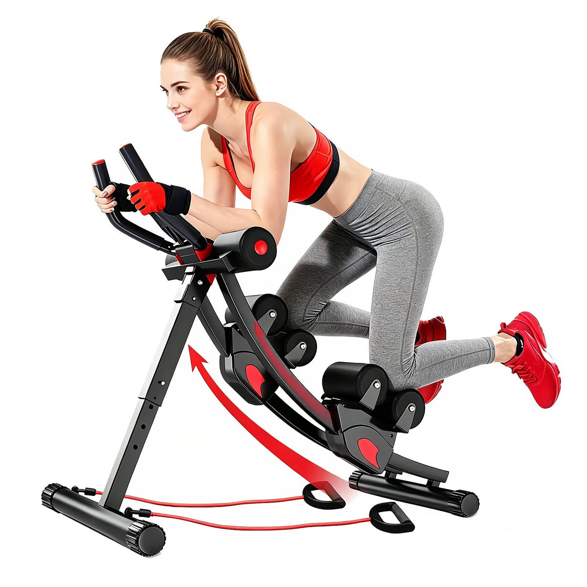 BAOKALER Dual Track Ab Machine, Ab Workout Equipment for Home Gym, Height Adjustable Ab Trainer Exercise Equipment, Foldable Fitness Equipment, Core & Abdominal Exercise and Strength Training