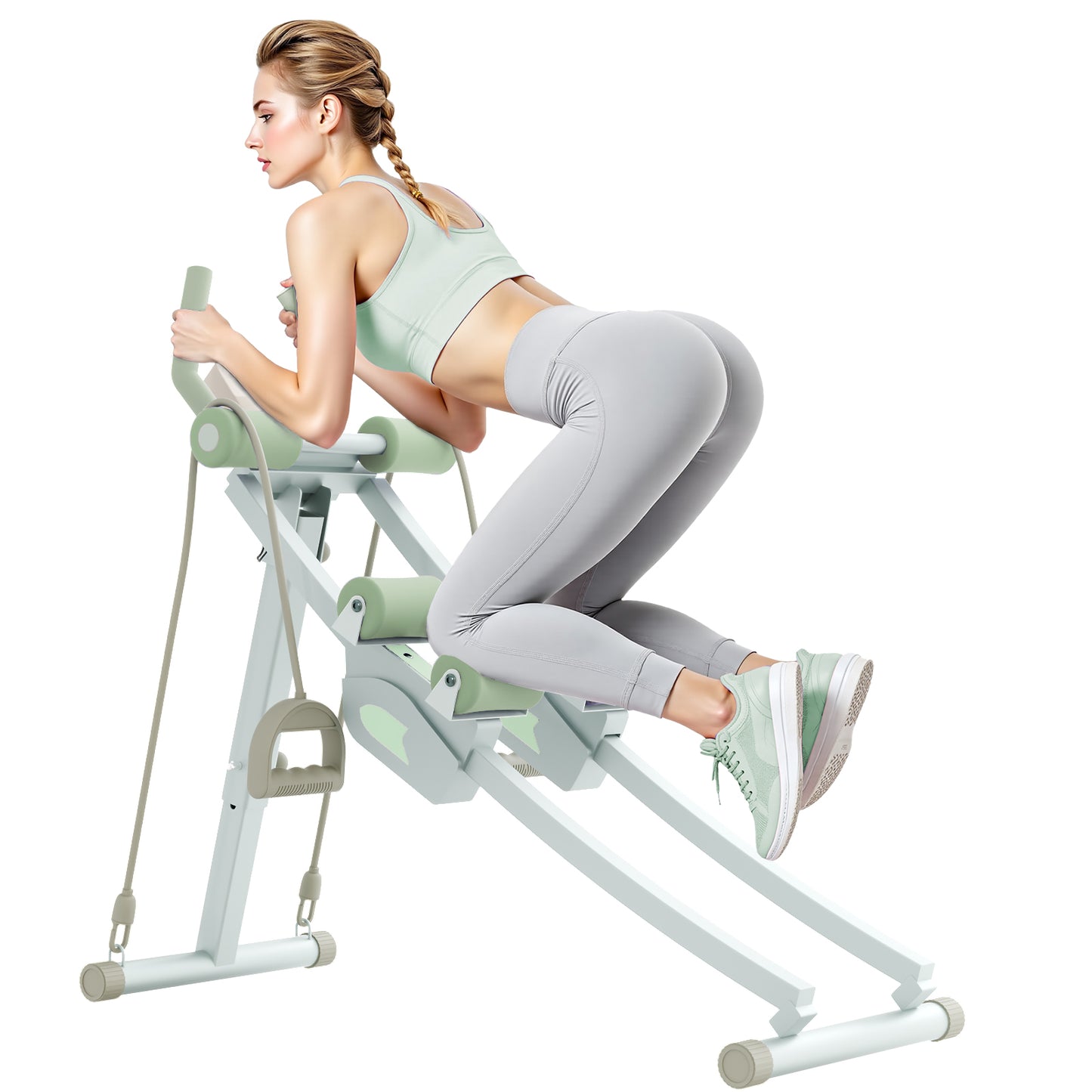 Dual-track Ab Workout Machine with 4 Adjustable Heights, Foldable Core & Abdominal Exercise Machine with 440lbs Weight Capacity, Ab Exercise Fitness Trainer