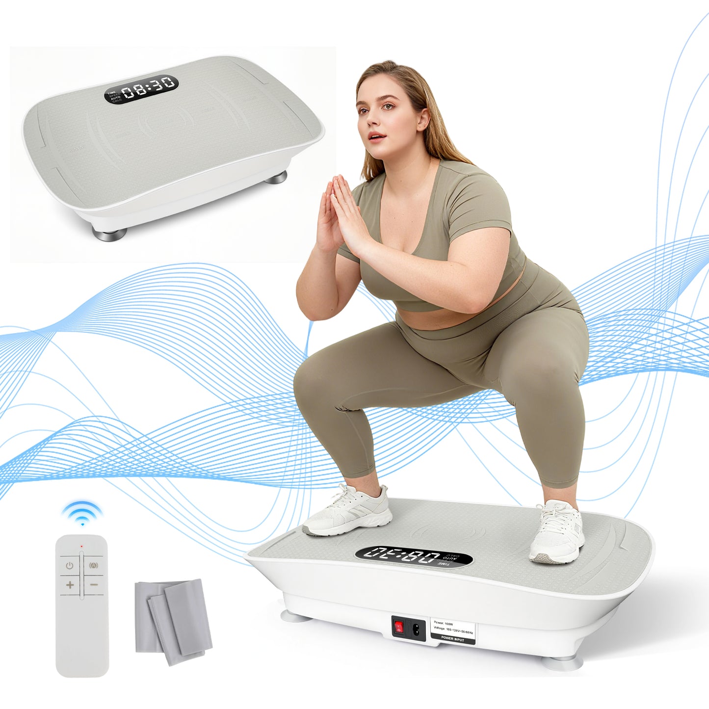 Vibration Plate Exercise Machine, 10 Auto & 10 Manual Speed Levels 300 lbs Capacity with Resistance Bands & Remote Ideal for Weight Loss, Fat Burning & Body Toning