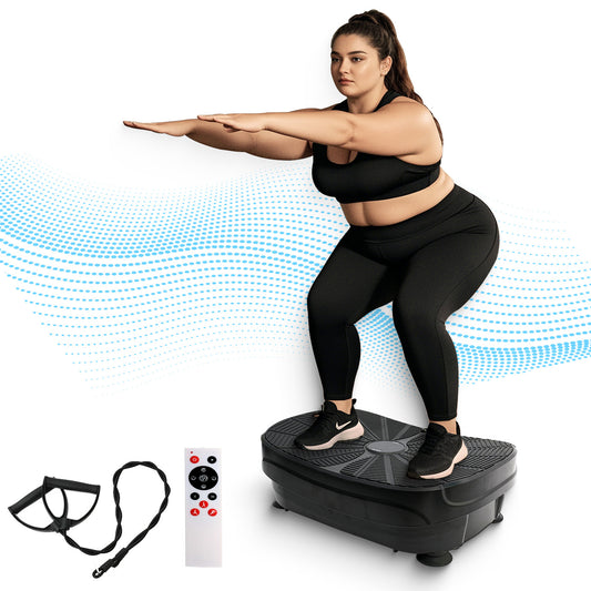 Vibration Plate Exercise Machine, Lymphatic Drainage Machine, Whole Body Workout Resistance Bands, Remote Control for Home Weight Loss and Training