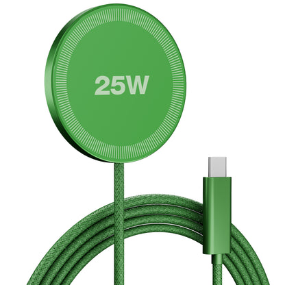 25W Wireless Magnetic Charger, MagSafe Compatible Charging Pad for iPhone 17 17e 16 16e 15 14 13 12 Pro Max, Portable Fast Phone Charger for Travel Bedside, Dark Green