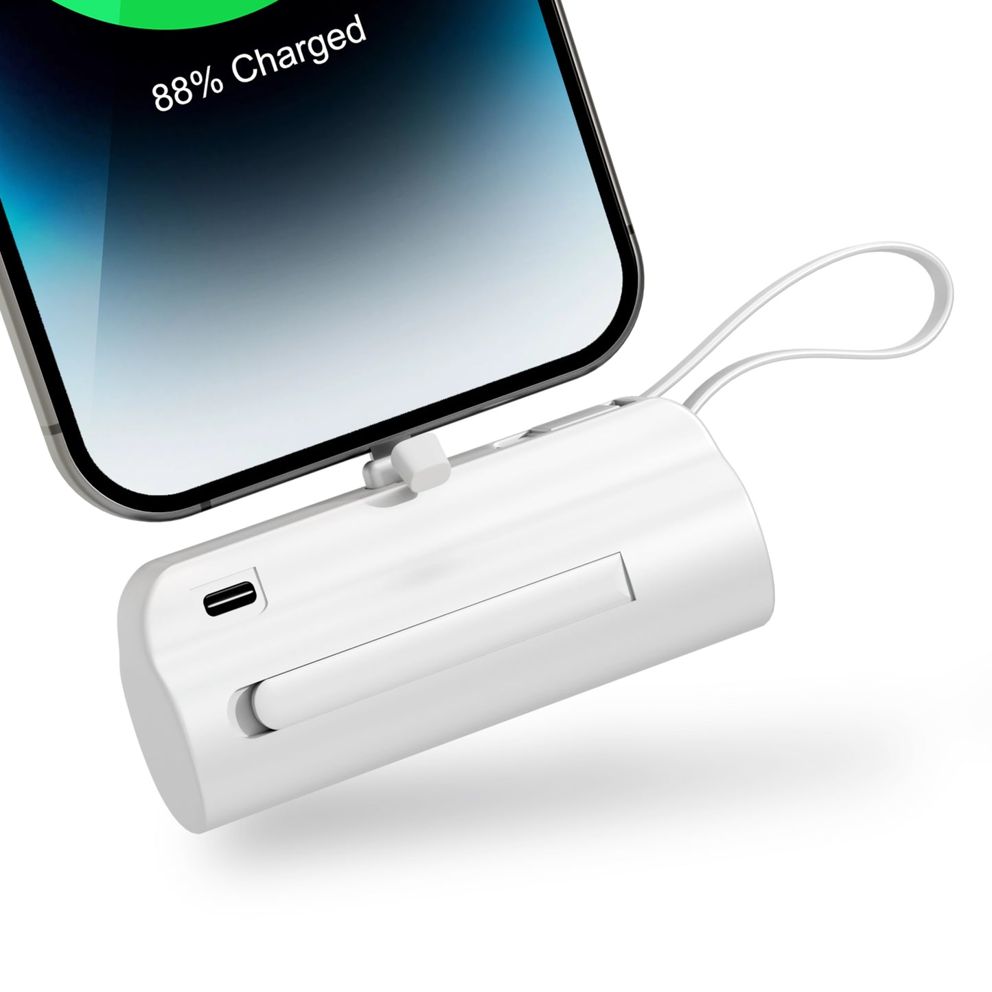 Ultra Mini Portable Charger 4500mAh, Power Bank with Dual Output, Portable Battery Pack for iPhone Series, Samsung, iPad Pro Air and More, White
