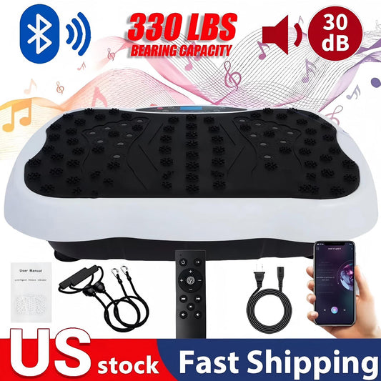 330lb Vibration Plate Exercise Machine, Vibration Board for Lymphatic Drainage, Whole Body Workout Vibrate Fitness Platform, Waver Vibration Stand for Weight Loss, Home Gym Equipment, White