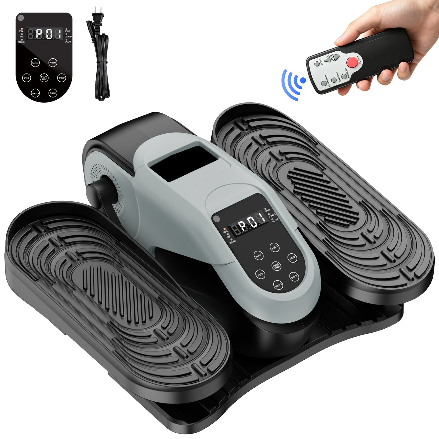 Rican Under Desk Elliptical for Seniors, Electric Seated Foot and Leg Pedal Exerciser While Sitting, Quiet Home Office Workout Machine, Gray