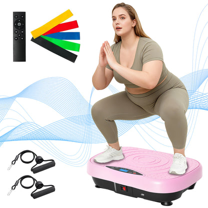 RICAN Vibration Plate Exercise Machine with Bluetooth, Resistance Bands, Loop Bands & Remote Control for Weight Loss Fat Burner, Pink