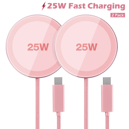 25W MagSafe Wireless Charger 2 Pack, Magnetic Fast Charging Pad for iPhone 17 16 15 14 13 12 Pro Max AirPods, iPhone charger, Pink