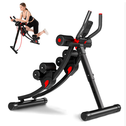 ALSO GO Ab Workout Machine, Core & Ab Exercise Equipment, Height Adjustable Abdominal Trainer for Home Gym, Foldable Ab Fitness Full Body Shaping, Black/Red