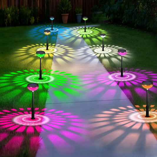 TOPZOO Outdoor Solar Lights, 8 Packs Pathway Lights Solar Powered, Multicolor & Warm White LED Landscape Lights, Outside Garden Yard Lawn Decorative