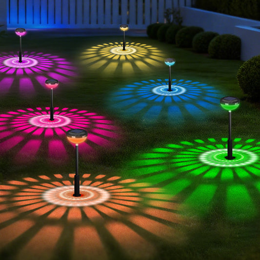 TOPZOO Outdoor Solar Lights, 6 Packs Pathway Lights Solar Powered, Multicolor & Warm White LED Landscape Lights, Outside Garden Yard Lawn Decorative