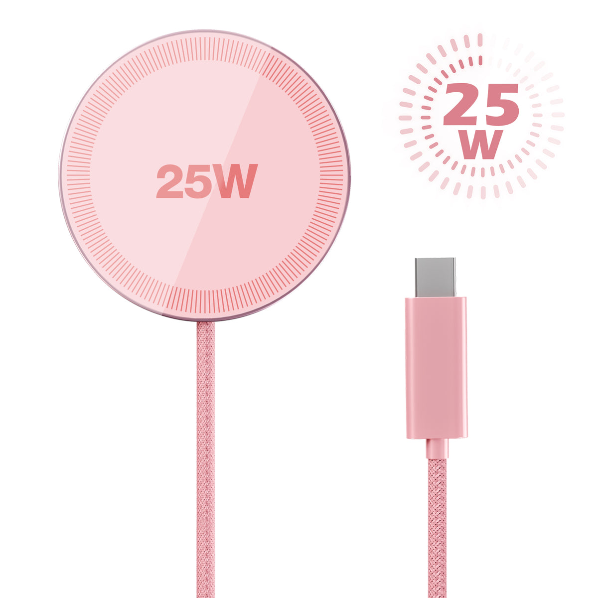 25W Magsafe Wireless Charger,  Fast Wireless Charger iPhone, Charging Pad  Compatible for iPhone 17/16/15/14/13/12, AirPods, Pink