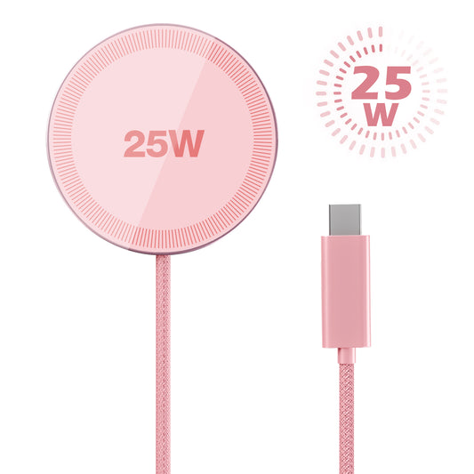 25W Magsafe Wireless Charger,  Fast Wireless Charger iPhone, Charging Pad  Compatible for iPhone 17/16/15/14/13/12, AirPods, Pink