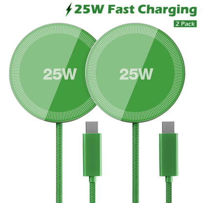 2 Pack 25W Magnetic Charger Wireless, MagSafe Fast Charging Pad for iPhone 17 17e 16 16e 15 14 13 12 Pro Max, Portable Phone Charger for Travel Bedside, Dark Green
