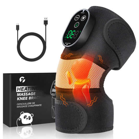 Baokaler 3 in 1 Heated Knee Massager, Cordless Vibration Heating Pad for Knee Shoulder Elbow with 6 Heat Levels and 3 Vibration, Ideal Gift for Family and Friends