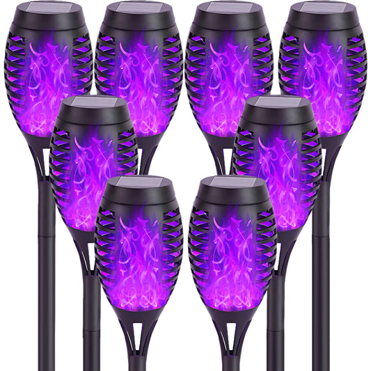 8 Packs Solar Tiki Torch Lights with Flickering Flame, Waterproof H-alloween Solar Lights Outdoor, Solar H-alloween Pathway Lights, H-allowee Decor Lights for Garden, Lawn, Patio, Yard