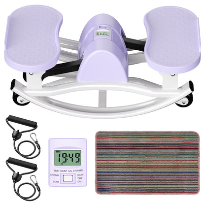 RICAN Smart Lateral Rocking Fitness Stepper, Low-Impact Portable Exercise Stepper ,Rock Stepper Machine with Digital Monitor, Resistance Bands & Floor Mat, Purple