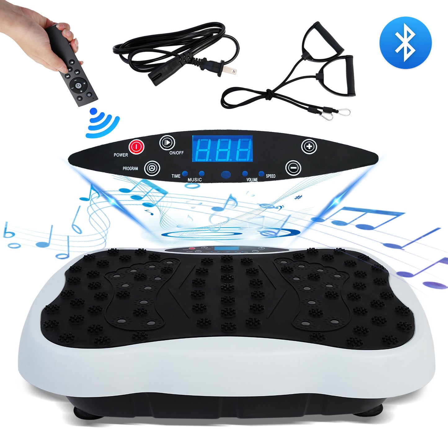 RICAN Vibration Plate Exercise Machine 330lb, Vibration Board for Lymphatic Drainage, Full Body Workout Vibrating Fitness Platform, Waver Stand for Weight Loss, White