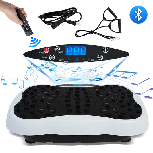 RICAN Vibration Plate Exercise Machine 330lb, Vibration Board for Lymphatic Drainage, Full Body Workout Vibrating Fitness Platform, Waver Stand for Weight Loss, White