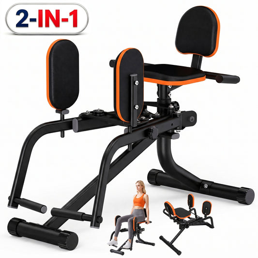 RICAN Hip Abductor Machine for Home Gym, 3-in-1 Inner Thigh Toner & Outer Thigh Sculptor, Adjustable Resistance Glute Machine, Booty Builder with Compact Leg Workout Equipment ¨C Black/Orange