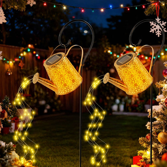 TopZoo Solar Watering Can Lights, Solar Lantern Garden Decor, 2 Pack Solar Hanging Lights, Outdoor Decoration for Yard, Retro Metal Solar Lights, Gardening Gift