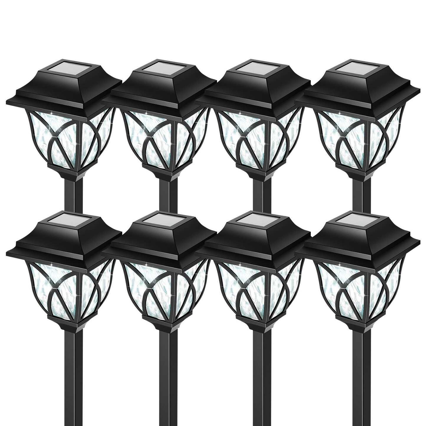TopZoo Solar Lights Outdoor Waterproof, 8 Pack Solar Pathway Lights, Garden Stake Lights for Yard Patio Sidewalk Walkway Planter with Water Ripple Glow, Cool White