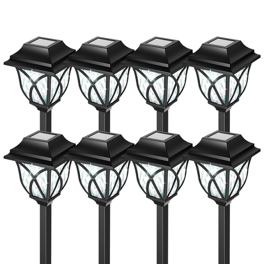 TopZoo Solar Lights Outdoor Waterproof, 8 Pack Solar Pathway Lights, Garden Stake Lights for Yard Patio Sidewalk Walkway Planter with Water Ripple Glow, Cool White
