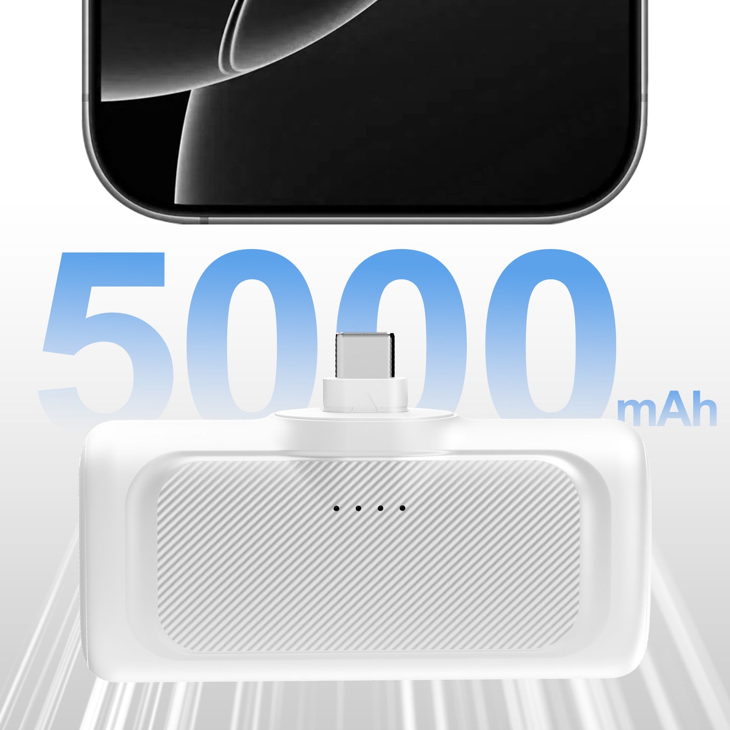 Portable Charger, 5000mAh Power Bank with Foldable USB-C Plug, 22.5W Mini Charger Battery Pack Compatible with iPhone 15 to 17,White