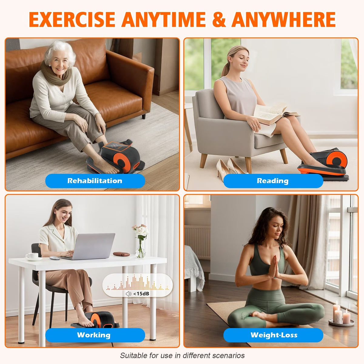 Under Desk Elliptical Machine, Electric Seated Pedal Exerciser Quiet Compact Mini Elliptical Trainer with Display Monitor and Remote Control Home Office Leg Exercise Equipment for Seniors Adults