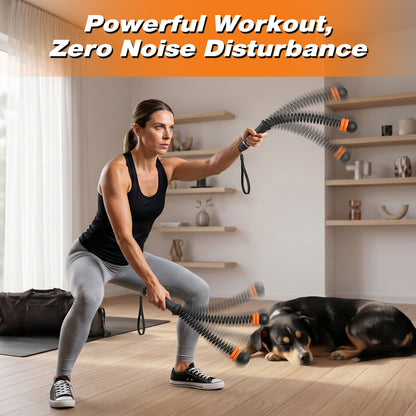 Ropeless Battle Ropes for Home Gym, 2 PCS Cordless Battle Rope with Adjustable Resistance, Low Impact Full Body Workout Equipment, Quiet Arm Core Shoulder Strength Trainer for Seniors Beginners