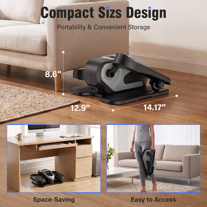 Rican Under Desk Elliptical for Seniors, Electric Seated Foot and Leg Pedal Exerciser While Sitting, Quiet Home Office Workout Machine, Gray