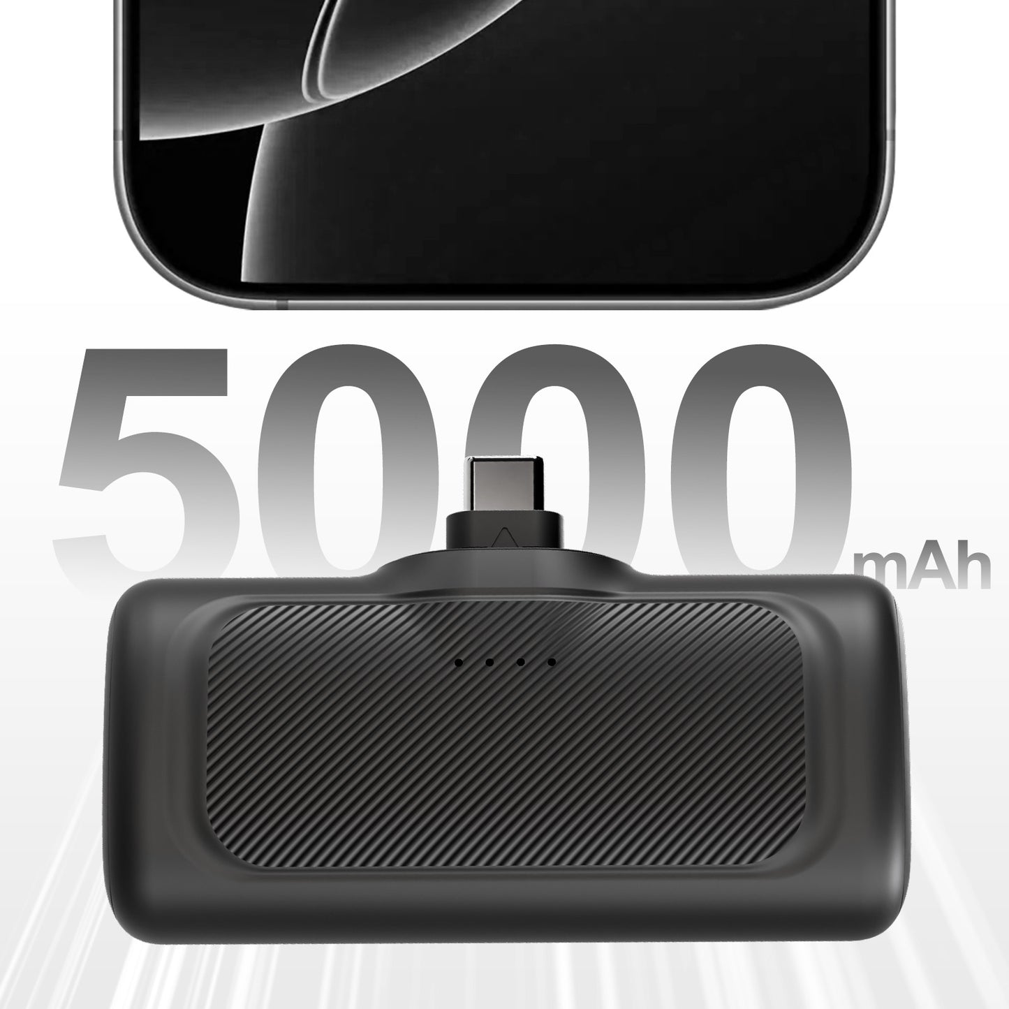 Portable Charger, 5000mAh Power Bank with Foldable USB-C Plug, 22.5W Mini Charger Battery Pack Compatible with iPhone 15 to 17, Black