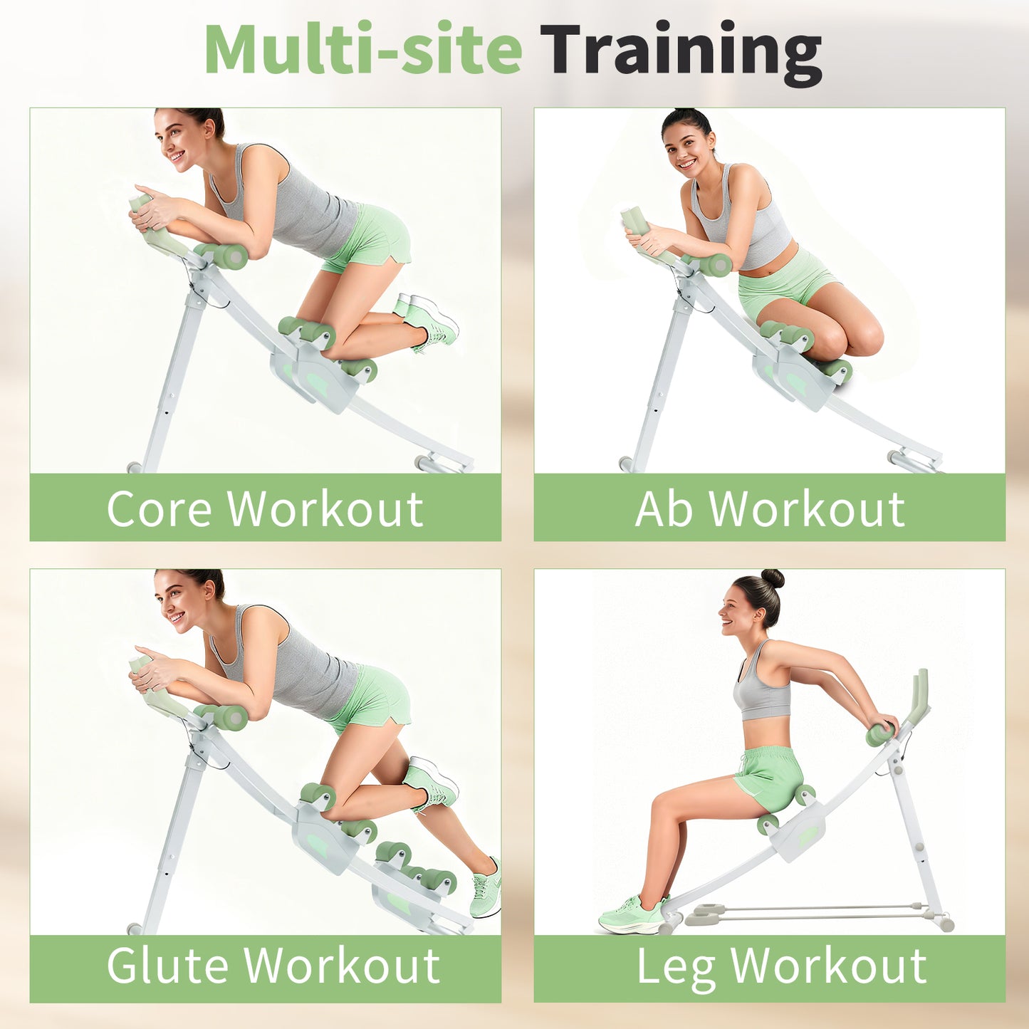 Dual-track Ab Workout Machine with 4 Adjustable Heights, Foldable Core & Abdominal Exercise Machine with 440lbs Weight Capacity, Ab Exercise Fitness Trainer