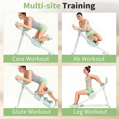 Dual-track Ab Workout Machine with 4 Adjustable Heights, Foldable Core & Abdominal Exercise Machine with 440lbs Weight Capacity, Ab Exercise Fitness Trainer