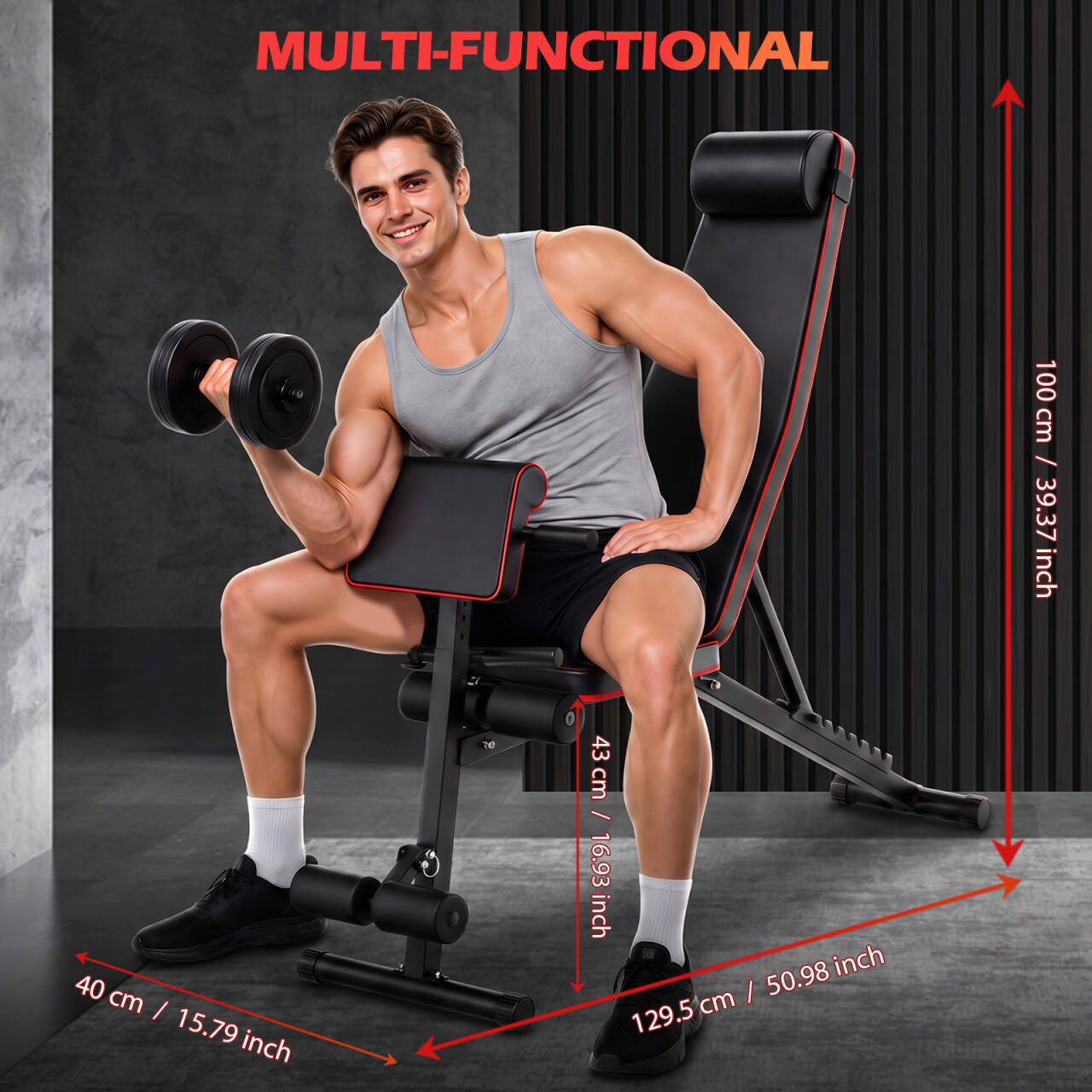 Adjustable Weight Bench Multifunctional Workout Bench for Full Body Exercise Home Gym with Accessories Ideal for Strength Training