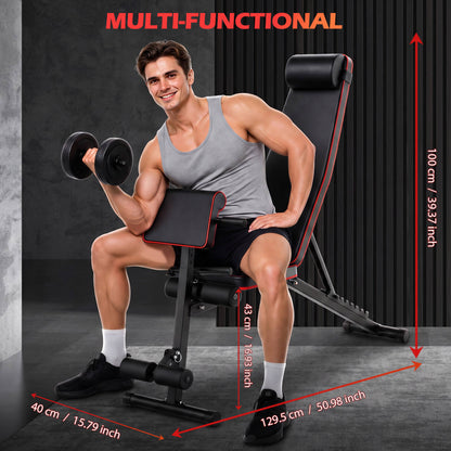 Adjustable Weight Bench Multifunctional Workout Bench for Full Body Exercise Home Gym with Accessories Ideal for Strength Training
