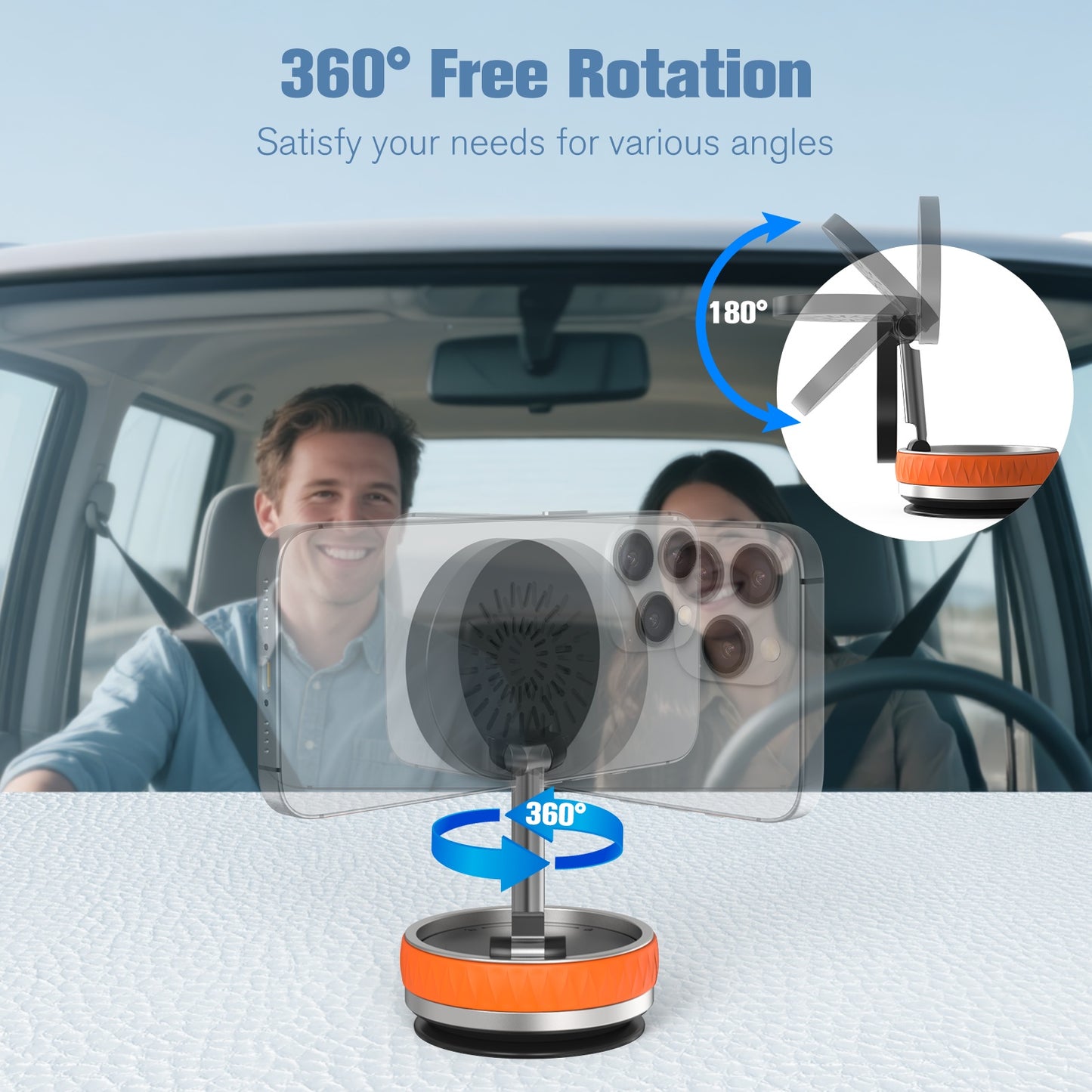 Wireless Car Charger, Ultra Magnetic Phone Holder for Car Dashboard, 15W Charging, Cell Phone Holder Charger, Car Accessories for iPhone 17 16 15 14 13 12 (Orange)