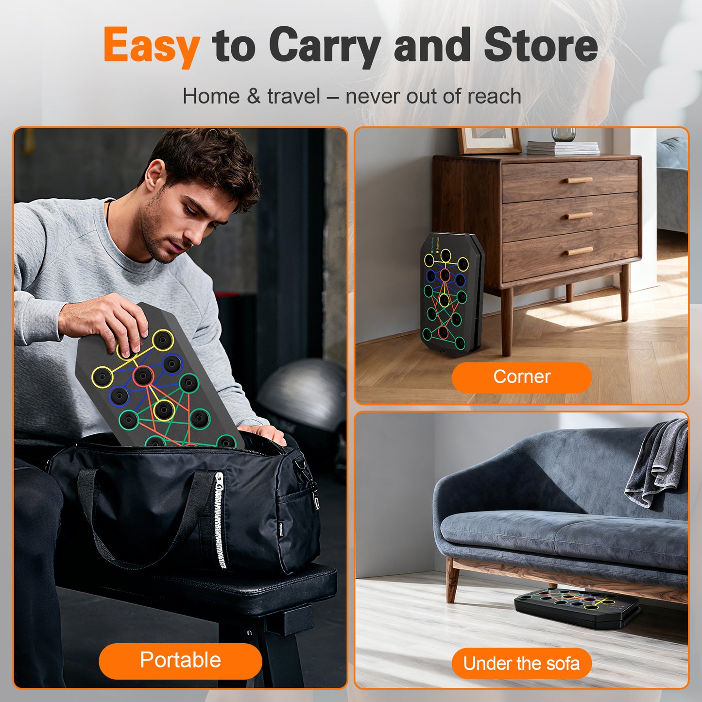 Rican Push up Board, Multifunctional Folding Push up Board, Portable Folding Push up Exercise Equipment, Suitable for Chest and Back Exercises, Fitness Strength Training Equipment