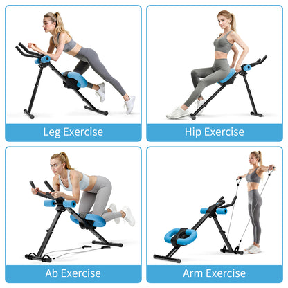 ALSO GO Ab Machine, Adjustable Ab Trainer Machine, Abdominal Workout Equipment with LED Display, 300 lb Foldable Abdominal Core Equipment with Resistance Bands, Blue