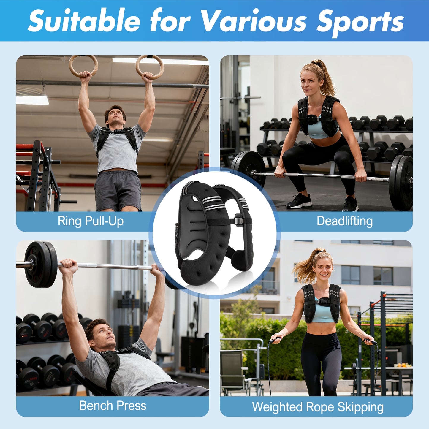 BAOKALER Weighted Vest for Fitness, 6lb with Reflective Strips£¬ Ideal for Men & Women, Strength Training, Running, Muscle Building & Weight Loss