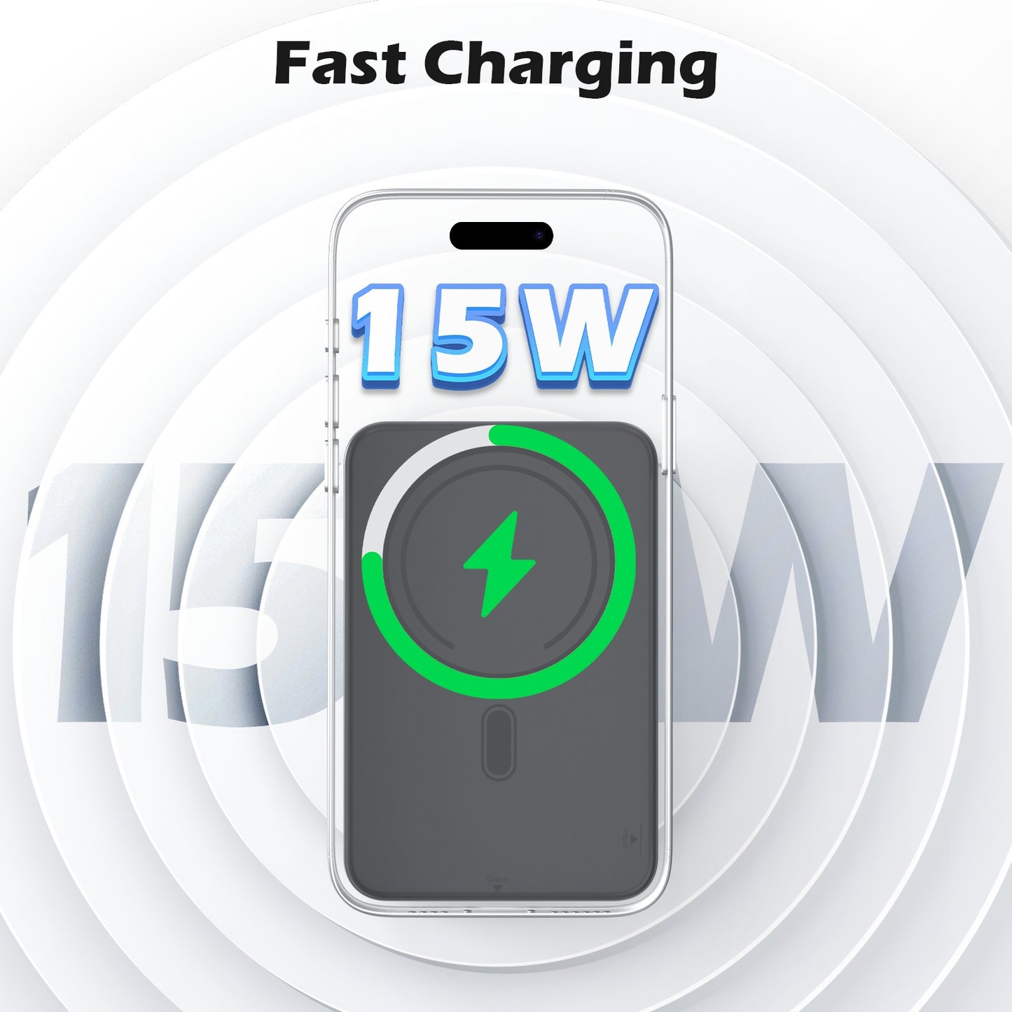 Portable Charger, 5000mAh Power Bank for iPhone, 20W PD Fast Charging, Ultral Slim Wireless Battery Pack Compatible with 17 16 15 14 13 12, Perfect Gift for Family, Black