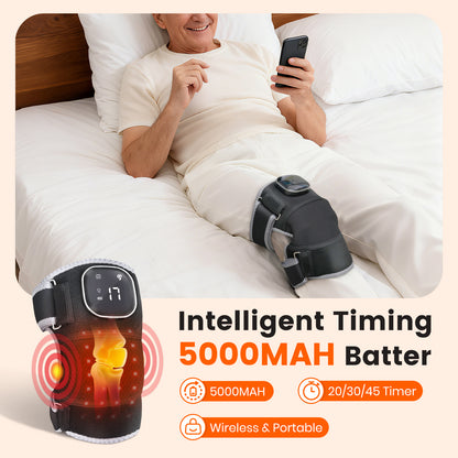 Knee Massager with Heating and Red Light, Vibration Knee Brace Wireless Rechargeable Heated Device for Knee/Joint/Elbow/Shoulder, Ideal Gift for Family