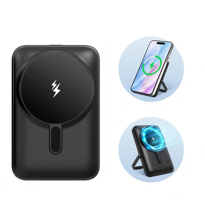 Magnetic Power Bank,10000mAh Wireless Portable Charger with LED Display, Built-in Cables, Magsafe Charger with Foldable Stand, 20W PD Fast Charging